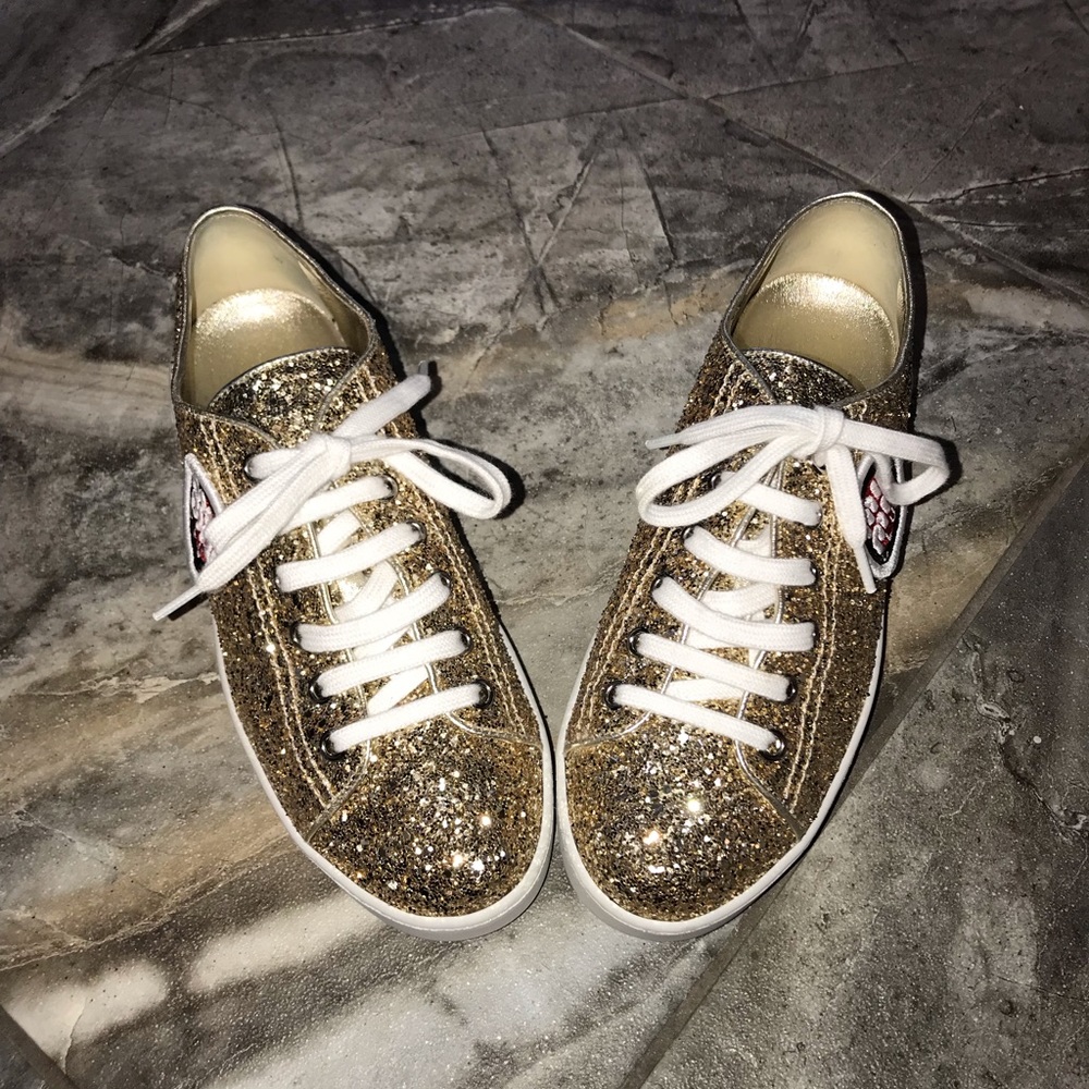 Miu Miu’s Glitter Gold Sneaker - Picture 2 of 6